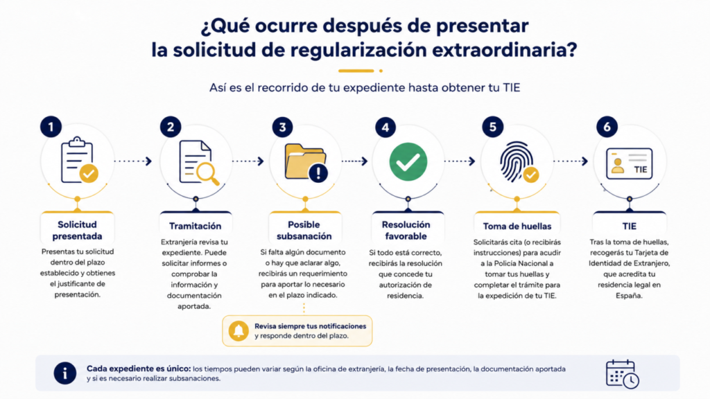 Pasos después de solicitar la regularización extraordinaria en España.