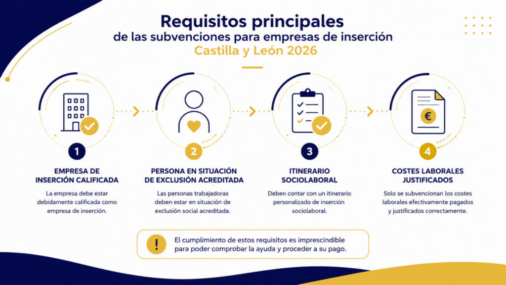 Requisitos principales de las subvenciones para empresas de inserción en Castilla y León.